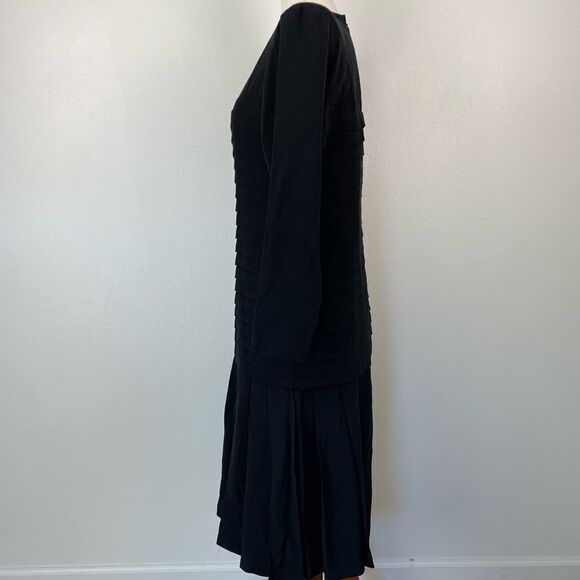 Vintage Anna Calamia Black Midi Dress Size M - Picture 3 of 8
